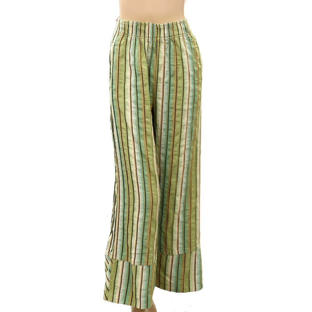 Free people Day's End Stripe Women's Pants Mid-Rise Wide-Leg Cotton M 290921